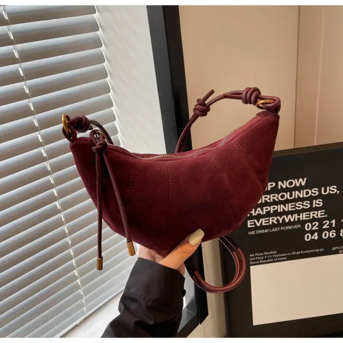 Velvet Material Zipper 2024 High Quality Shoulder Bag Solid Color Simple Fashionable Crossbody Bag Soft Western Style Handbag