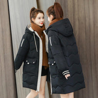 2023 New Women Long Down Cotton Jacket Korean Loose Cotton Coat Winter Thicken Warm Women Parkas Winter Female Hooded Coat