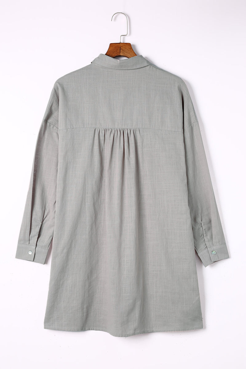 Gray Lightweight Shirt Style Beach Cover Up