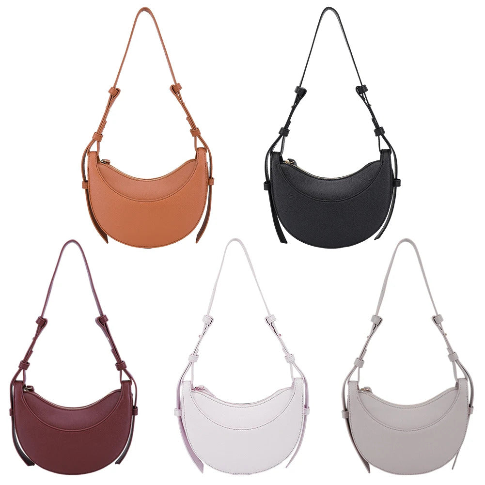 Women Tote Bags Casual Hobo Bag Luxury Brand Handbag Large Capacity PU Half Moon Crescent Bag Saddle Shoulder Bag Commuting Bag