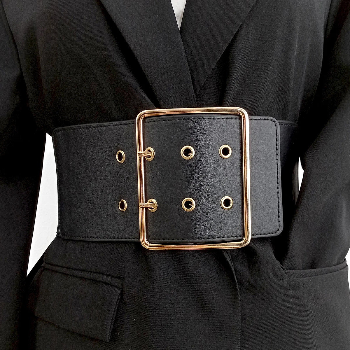 Black Wide Stretch Cummerbunds Female Waist Elastic Corset Belts For Women Big Plus Size Dress Belt Easy Waistband Fashion