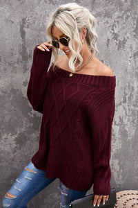 Green Off The Shoulder Winter Sweater