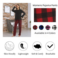 Pajama Pants for Women Fuzzy Pack Long Fleece Buffalo Plaid Pj Bottoms Soft Drawstring Lounge Sleepwear