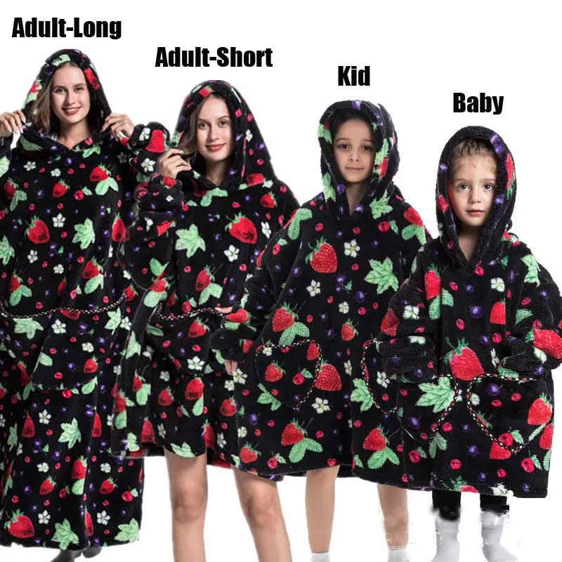 Winter Hoodies Sweatshirt Women Men Pullover Fleece Giant TV Oversized Blanket with Sleeves Adult Halloween Pumpkin Clothing