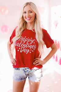 Red Happy Valentine's Day Heart Graphic Tee