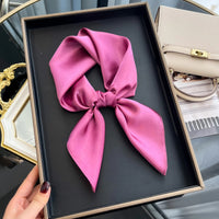 60cm Solid Colors Neckerchief Hijab Scarf For Women Silk Satin Headband Hair Scarves Female Square Shawls Head Scarfs For Ladies