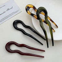 U-Shaped Hair Fork Fashion Tortoiseshell Acetate Acrylic Hairpin Geometric Design Headwear Hair Sticks Women Girls