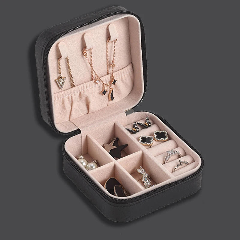 Portable Jewellery Box Ring Box Necklace Earring Storage Box Home Travel Jewellery Box Leather Display Case