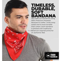 Tough Headwear Large Bandana Headband - Handkerchief Bandanas for Men & Women - Paisley Bandana Pack - Cowboy Scarf COSTUME