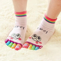 Cute Casual Five-toed Crew Finger Show Funny Short Cartoon Cotton Smiley Bear Socks