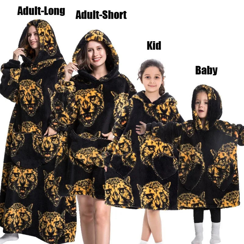 Winter Hoodies Sweatshirt Women Men Pullover Fleece Giant TV Oversized Blanket with Sleeves Adult Halloween Pumpkin Clothing