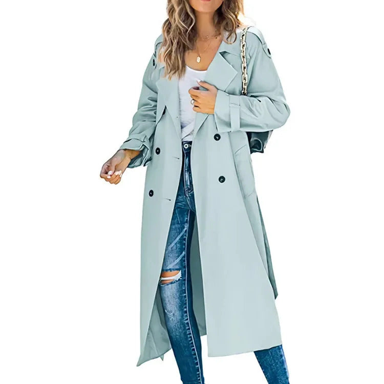 Independent Station Cross-Border European and American Women's Winter and Autumn Coat Jacket Overcoat Plus Size Trench Co