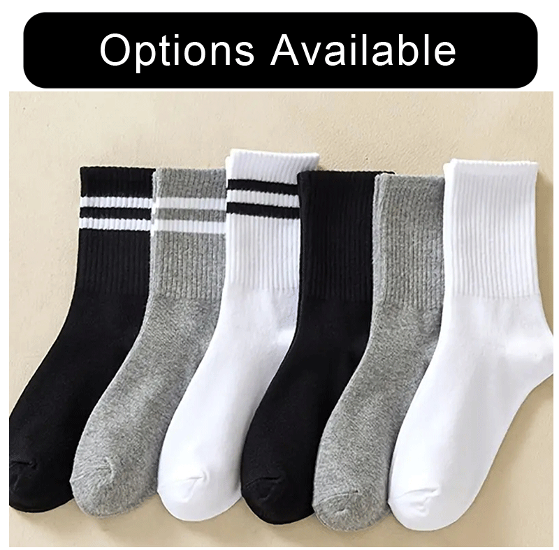 6/12 Pairs Women Mid Socks Solid Color Breathable Comfortable In Autumn Winter Sweat Absorbing High-Quality Casual Socks Sports