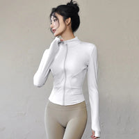 Women's Slim Fit Lightweight JacketsWomen's Full Zip-up Yoga Sports RunningJacket with Thumb Holes for Workout Sun Protection