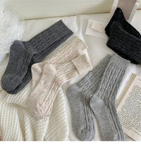 Women's Socks Winter New Novelty Fashion Japanese Style Casual Crew Socks Warm Striped Autumn Simple Wool Socks For Girls Trendy