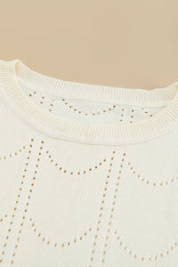 Beige Flare Sleeve Texture Knit Sweater