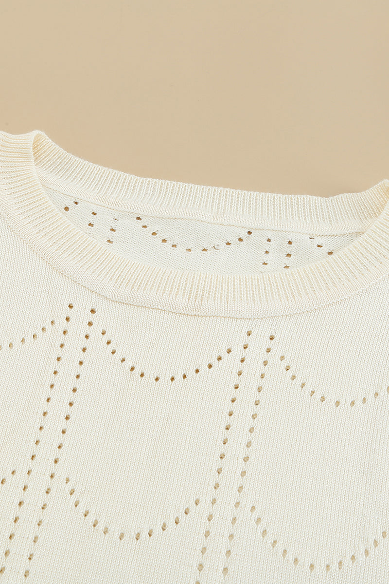 Beige Flare Sleeve Texture Knit Sweater