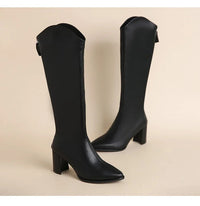 Plus Size 34-43 New Women Boots Zipper Thick High Heels Simple Thick High Heels Autumn Winter Boots Knee High Botas