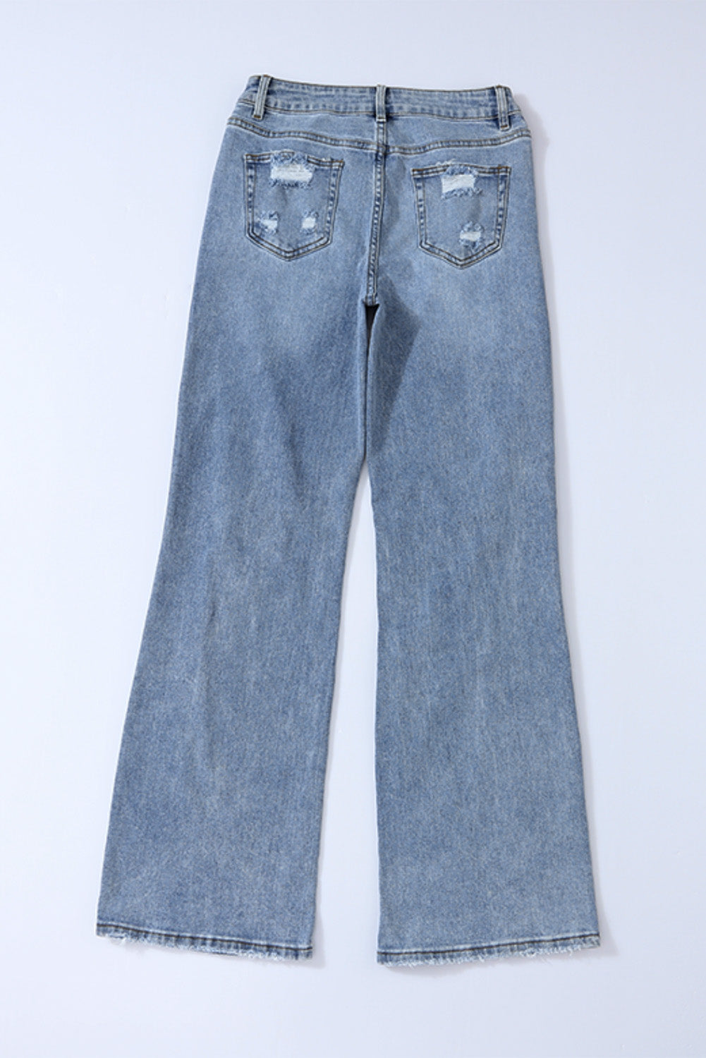 Sky Blue Destroyed Open Knee Wide Leg Jeans