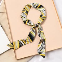 Skinny Silk Scarf Hair Strip Silk Ribbon Small Neck Scarves Bag Handle Ribbon Scarf Kerchief Ladies Ribbon Hair Band Small Scarf