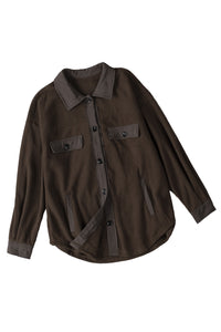 Gray Turn Down Collar Buttoned Shirt Jacket