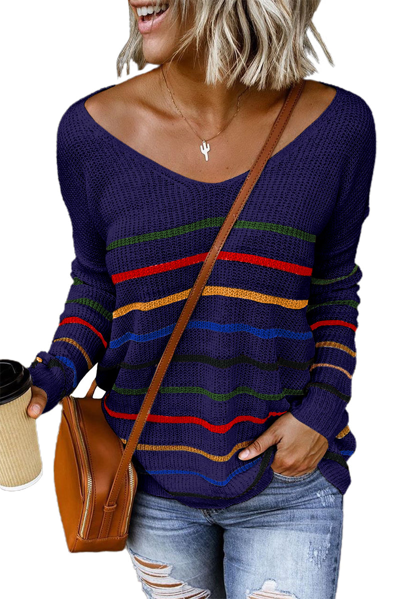 Multicolor Striped Knit Sweater