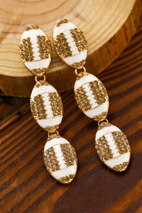 Chestnut Rugby Pattern Rhinestone Tiered Drop Earrings