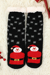 Fiery Red Christmas Cartoon Pattern Woolen Knit Socks