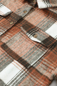 Medium Grey Plaid Flap Pockets Shacket