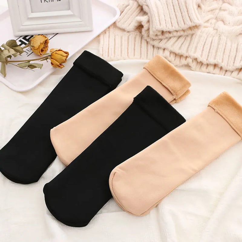 Women Winter Thicken Velvet Low Socks Solid Color Warm Socks Comfortable Thermal Velvet Wool Socks Elastic Seamless Snow Sock