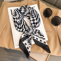 2024 New Luxury Brand Women Silk Leopard Print Square Scarf Female Beach Stoles Echarpe Satin Headband Shawl Wraps Bandana