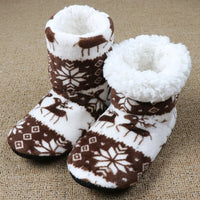 Winter Socks Shoes Woman Home Slippers Christmas Elk Indoor Shoes Warm Contton Slipper Plush Insole Anti-Skid Sole Shoes