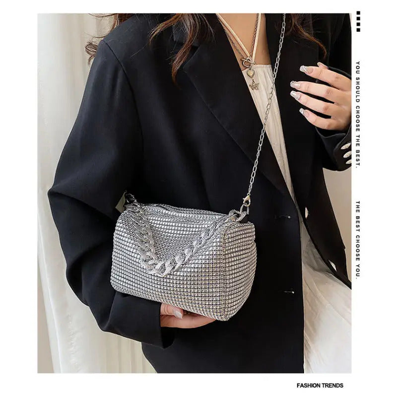 2024 New Bags Popular Korean Version Handbags Fashion Trend Bright Diamond Messenger Niche