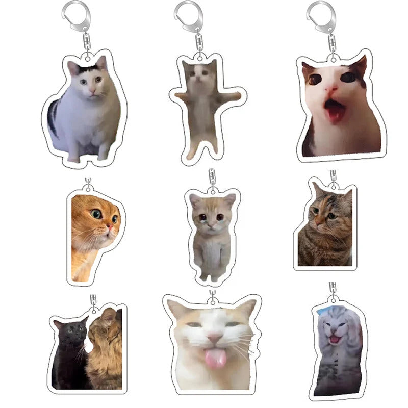 Funny Cat Memes Series Keychain Student Gift Bag Lanyard  Women's Bag Pendant Keychain Cute Things Cheap Gift For Best Friends