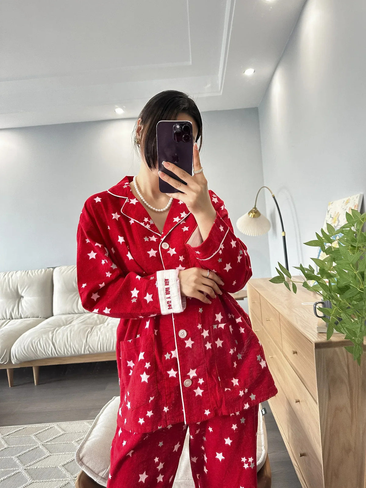 100% Cotton Pajamas for Women Loose Cartoon Long Sleeve Pants Loungewear Women 2 Piece Set Pj Women Outfit Sleepwear Set Pijamas