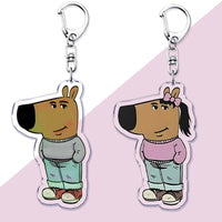 Funny Just A Chill Guy Girl Meme Keychains for Accessories Bag Key Chain Ring Jewelry Cool Dog Holidays Friends Keyring Gifts