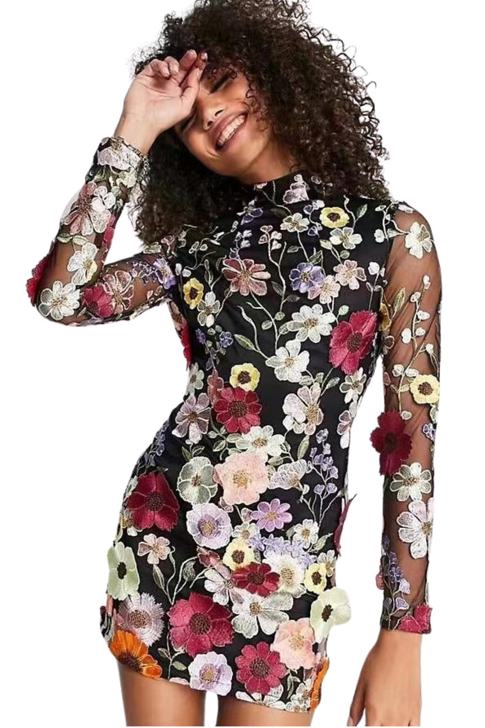 2023 Floral Embroidered Bodycon Sexy Dress Spring/Summer Embroidered Evening Gown