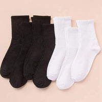 7/10/20 Pairs Mid Length Socks Women Classic Black White Solid Color Fashionable Casual Sports Absorbing Breathable Men Socks