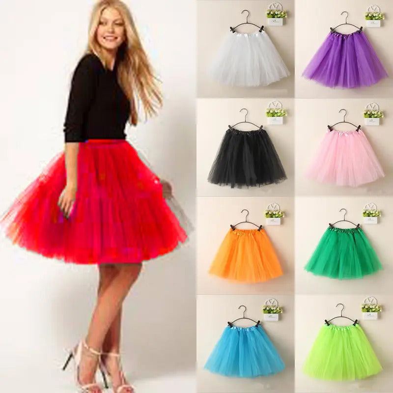 Women Summer Vintage Tulle Skirt Adult Fancy Ballet Dancewear Party Costume Ball Gown Mini Skirt