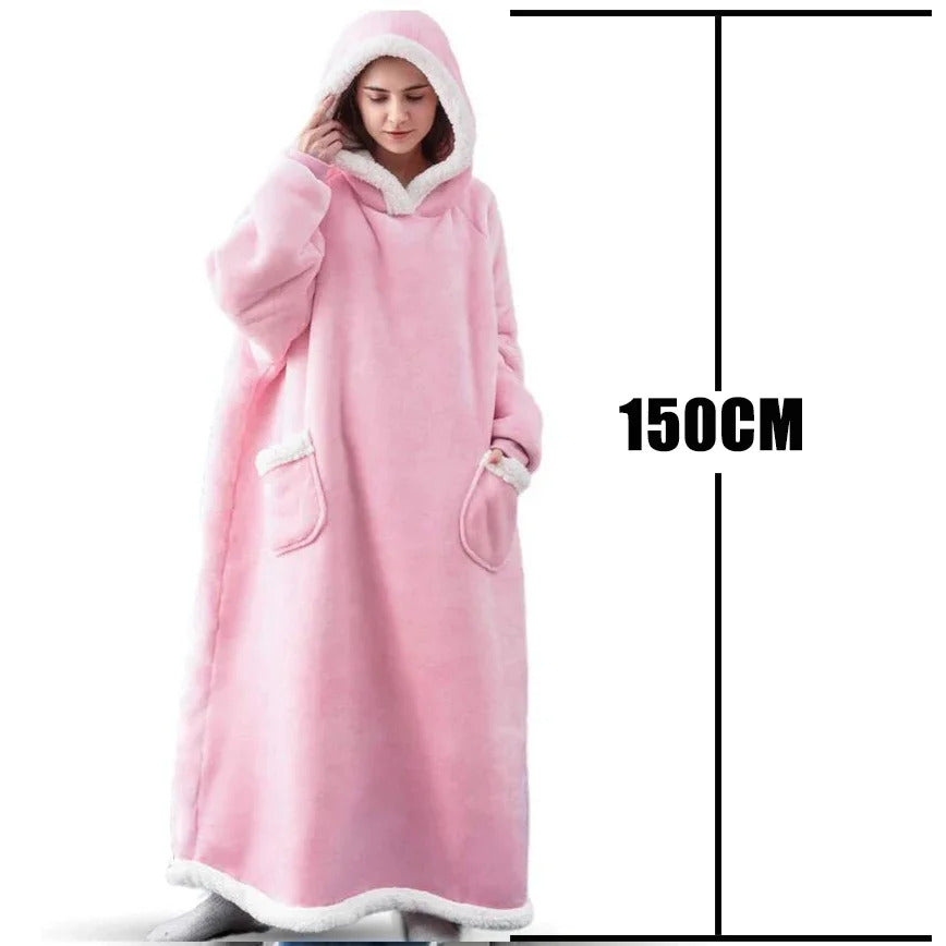 Winter Hoodies Sweatshirt Women Men Pullover Fleece Giant TV Oversized Blanket with Long Flannel Sleeves