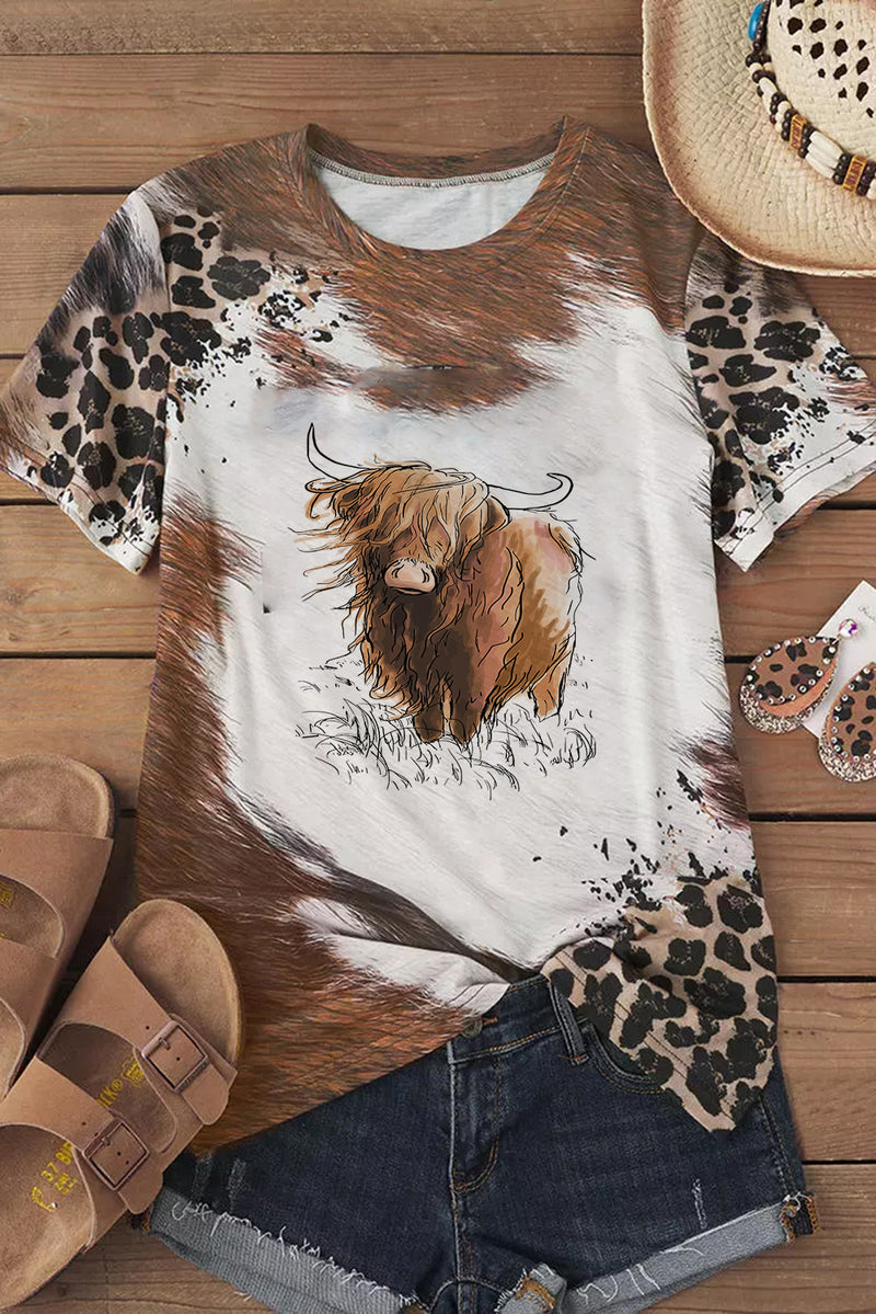 Chestnut Leopard Animal Tie-dye Western Heifer Graphic Tee