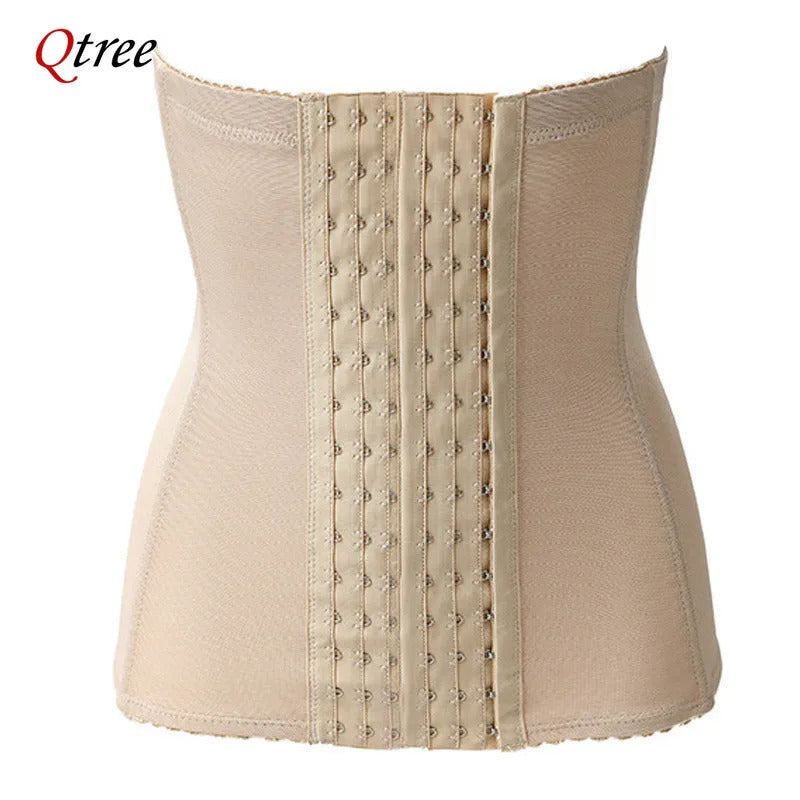 Qtree Dress Slimming Waist Trainer Belt Shapewear Women Belly Cincher Body Shaper Fat Compression Strap Girdles Firm Hook Corset