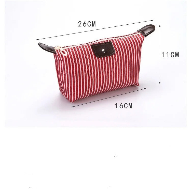 Fashion Striped Dumpling Makeup Bag Folding Wash Bags Bath Handbag Travel Purse