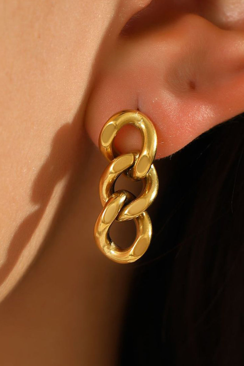 Gold Chain Link Plate Alloy Drop Earrings