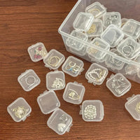 Mini Plastic Jewelry Storage Box Square Transparent Flip Portable Pill Container Jewelry Holder Packaging Earrings Display Case