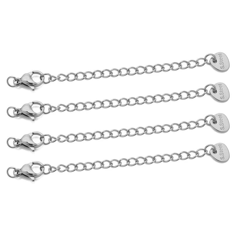 10pcs Stainless Steel Extension Chains with Lobster Clasps Connector Link Necklace Tail Making DIY Bracelet Accessories Supplies