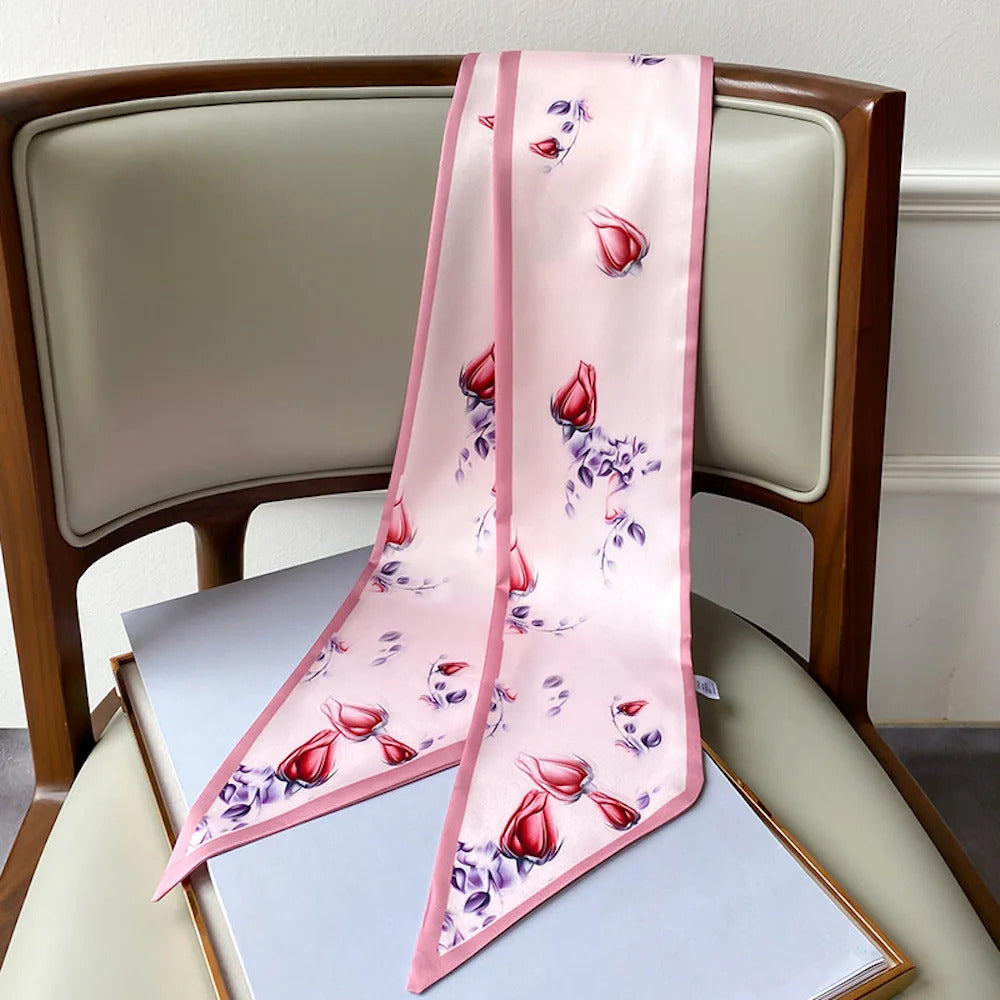 Long Silk Scarf Bag Tie Lady Neck Skinny Scarves Hairband Foulard Horse Print Brand Lady Neckerchief Ribbon 2021 Spring New