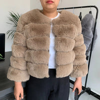 Women's Fashion faux fur coat super hot Autumn Winter women short Faux fox fur fluffy jacket high quality 7xl Ladies furry coats