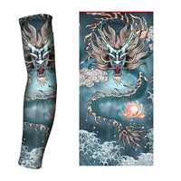 1PCS 2024 New Men Long Fake Warmers Summer Tattoo Sleeves Sun Protection Cover Outdoor Gloves Driving Ice Silk Arm Sleeves Women