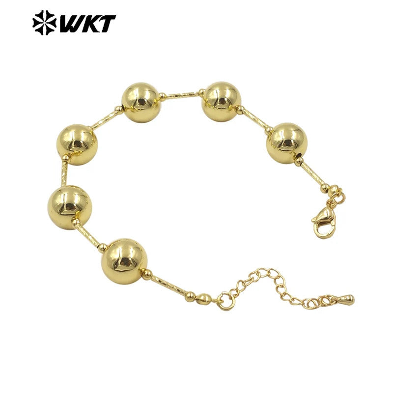 WT-JF350  WKT 2024 Luxury Yellow Brass Chain Pretty Bracelet Round Bead Women Gift Jewelry New Accessory Wedding